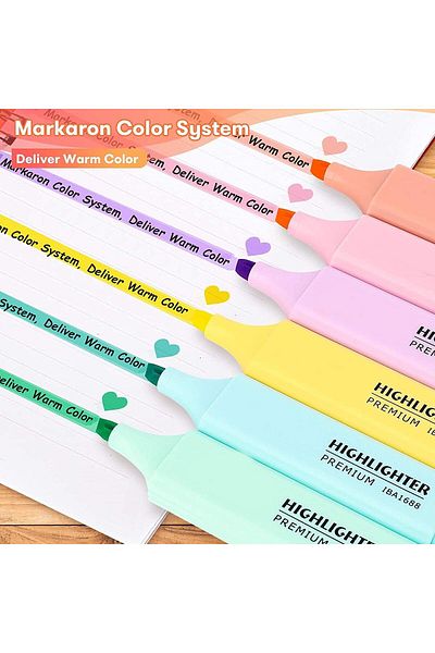 erorex Highlighters 6Colors Pastel Colors Highlighter Set Assorted Colors Highlighters Pens Chisel Tip