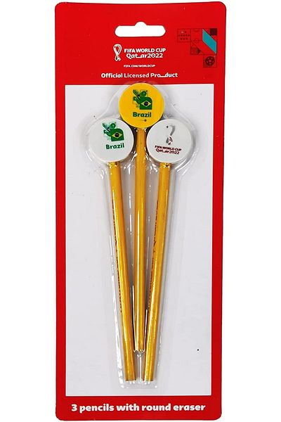 erorex World Cup Qatar 2022 Pencil With Eraser Set Of 3 For Kids Stationery Items With Sports Theme For