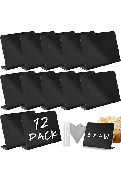 erorex 12 Pack Mini Chalkboard Signs With 3 Marker Pens And 1 Gray Cleaning Cloth Small Black Chalk Board