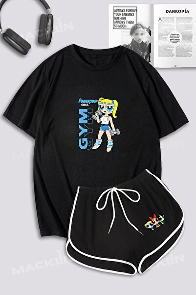 macklin Ženske PowerPuff Girls Bubbles GYM Štampano Oversize kroj T-shirt i S...