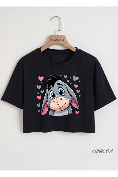 OTNICKA DESIGN SPECIAL Eeyore IMPRIMAT CROP NEGRU