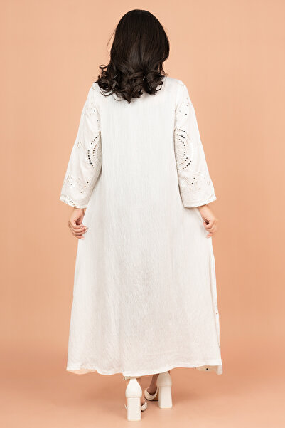 IKKXA Elegant Jalabiya with Intricate Embroidery Work