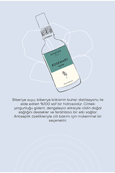 Polente Natural Biberiye Suyu - %100 Saf Hidrosol (100 ml)