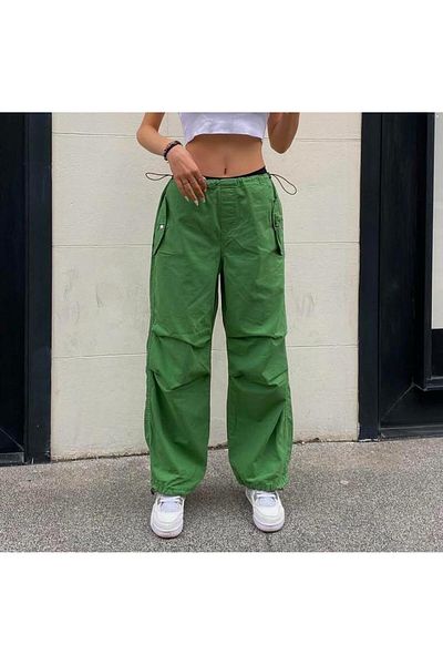 KOTOLOG Unisex Urban Baggy Parachute Pant - I Wide Leg, Relaxed Fit, Adjustable Cotton Fabric