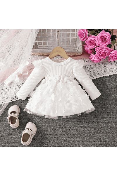 nannie Girls' Dress With Butterflies Martina White - 3 years