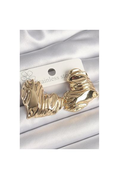 Skygo Brass Gold Color Embroidered Heart Model Women's Earrings - Tj-Bkp10242