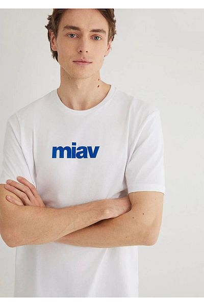 Mavi Ανδρικό μπλουζάκι Miav με στάμπα λευκό067153-620