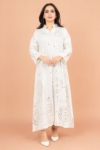 IKKXA Elegant Jalabiya with Intricate Embroidery Work