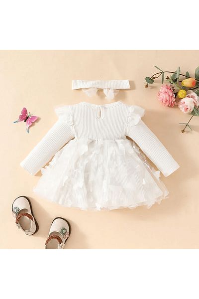 nannie Girls' Dress With Butterflies Martina White - 3 years