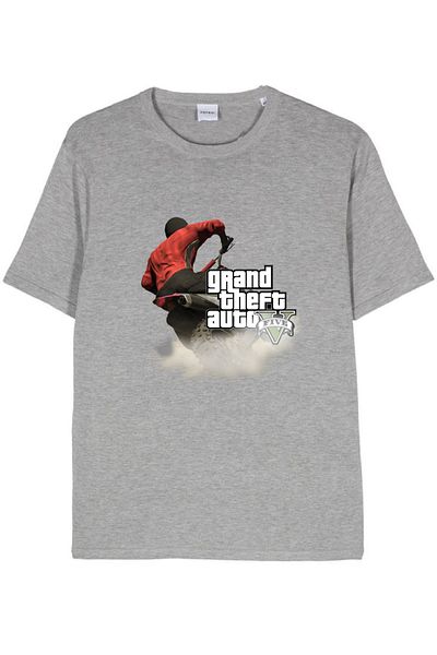 makiteks Ανδρικό μπλουζάκι με στάμπα GTA5 Oversize Crew Neck (Five Taarruz Punto) Ανδρικό Unisex Λευκό Μαύρο Γκρι