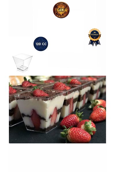 figanlar ambalaj 120 Cc Prism Mini Mikra Plastic Presentation Rough 25 Pieces for Dessert, Salad and Appetizer