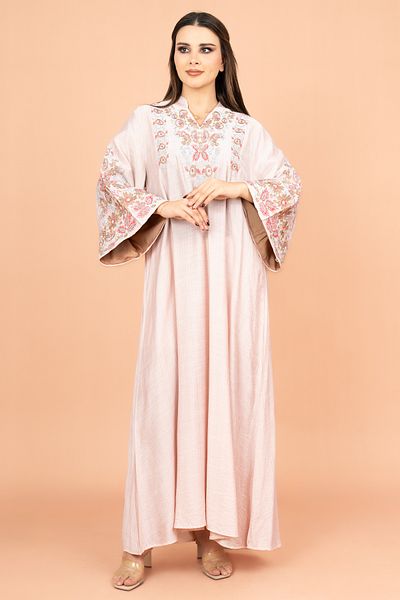 IKKXA Crystal-Embellished Embroidered Jalabiya