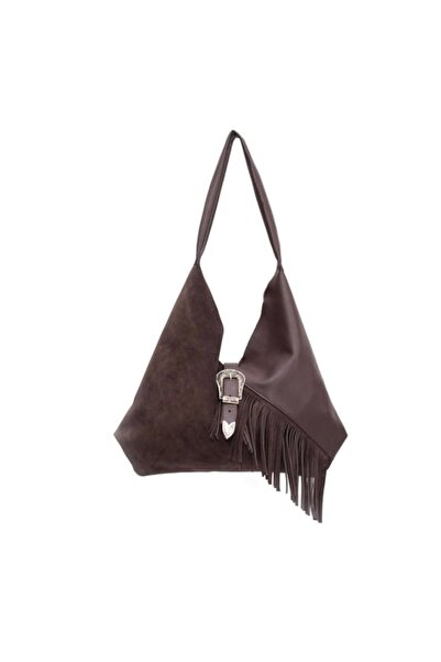 Afra Geanta de umar de dama din piele naturala si piele intoarsa vintage