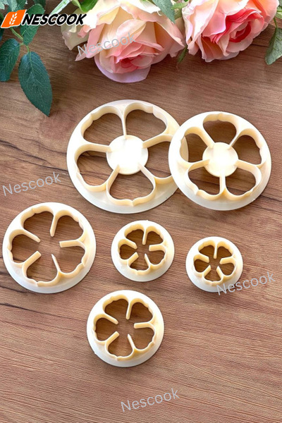 Neskuk 6 قطع من قوالب البسكويت على شكل زهرة، أدوات خبز سهلة الاستخدام