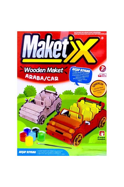 Kuzey In-Kinship Paintable Wooden Car Letter 6 Colors Paint and Educational Toy