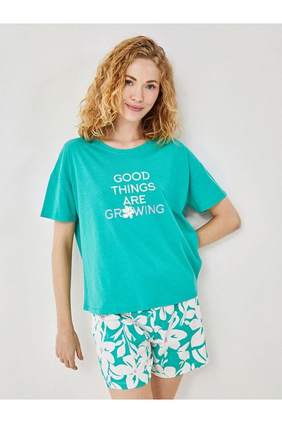 LC Waikiki New Season Crew Neck Printed Women's Shorts Pajama Set - S59618Z8