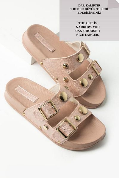 diclepolat Olive Women's Slippers - Flat Bottom, Buckle, Double Bands and Tro