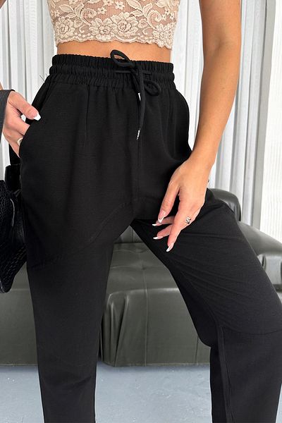 İstangül Butik Cotton Linen Fabric Carrot Trousers with Leg Pieces