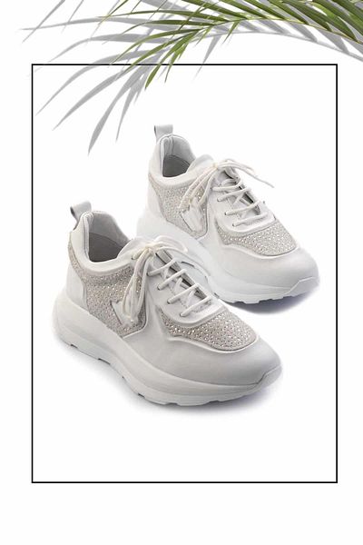 Bambi Γυναικείο Sneaker - Λευκό, Γνήσιο Δέρμα, Κ 01480111103
