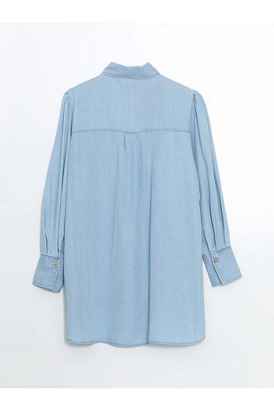 LC Waikiki LCW Modest النيلي قميص طية صدر السترة المرأة جان تونك