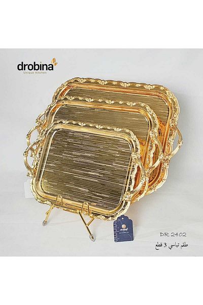 drobina طقم تباسي تقديم فاخر ستانلس ستيل من دروبينا