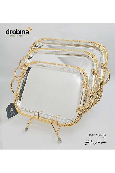 drobina طقم تباسي تقديم فاخر ستانلس ستيل من دروبينا