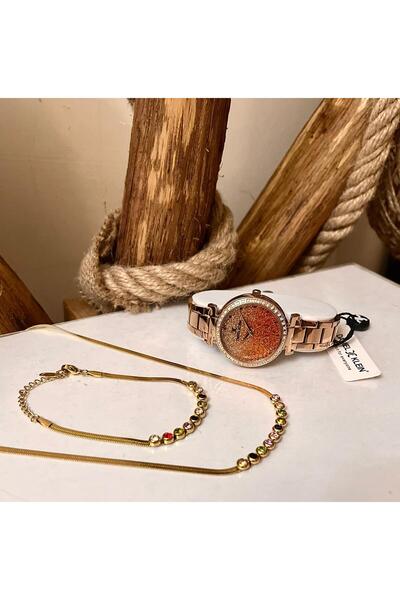 Daniel Klein Simli Şık Kadran Taşlı Çelik Kadın Kol Saati&%100 Çelik Set