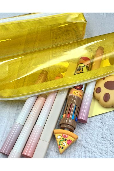 ZeCo Collection Yellow Transparent Multipurpose Pencil Case