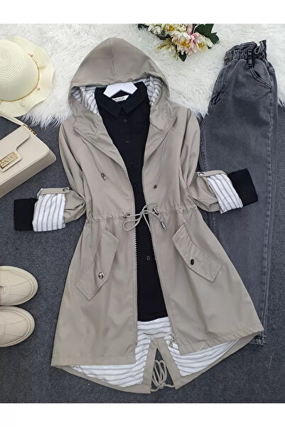 Dali Giyim Kapüşonlu Astarlı Su İtici Ultra Hafif Trençkot