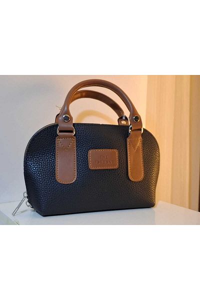 BUTİK1AVM Mini Size Handbag, Black-Tan Cream & Brown Black, Size 23 X 13