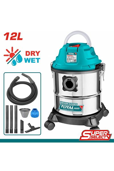 TOTAL Industrial Wet and Dry Vacuum Cleaner, 1000 W, 12 Litre, Blue
