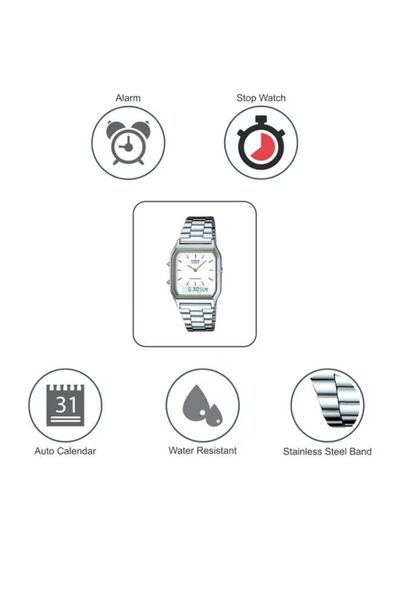 Casio Classic Digital Analog Water Resistant Watch AQ-230A-7DMQ - Silver