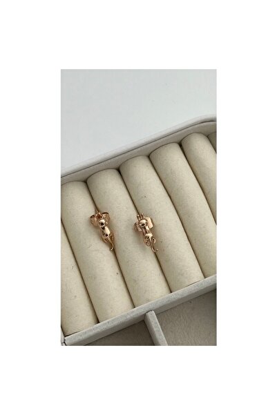 ParlaTakıAksesuar Vip Çelik Minik Kedi Küpe Gold Rose Renk