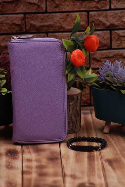 Ozka Leather Collection Unisex Lompo Tura Long Leather Card Holder Wallet and Bracelet Gift