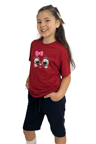 yudemia Cute Cat Printed Girls T-Shirt and Shorts Set |   100% Cotton, Stylish and Comfortable
