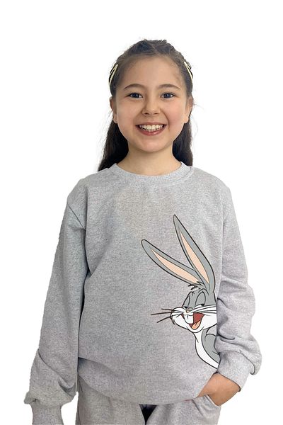 yudemia Bugs Bunny Printed Top and Bottom Seasonal Gray Set - Stylish and Comfortable for Girls