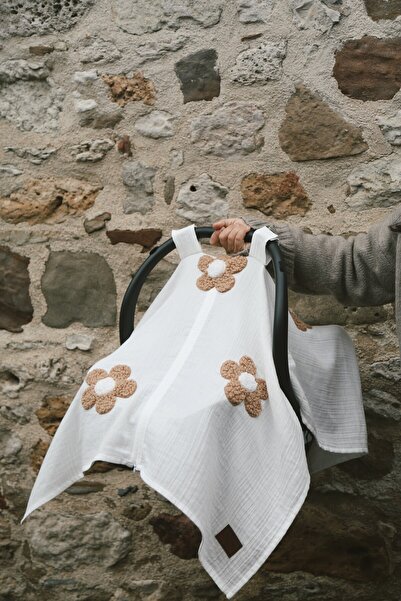 DERY BABY Teddy Papatya Fermuarlı 2 Kat Müslin Puset Örtüsü