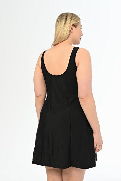 AQUAVİVA Aquaviva Women's Black-water Green Plus Size Alesta Shorts Dress Swimsuit