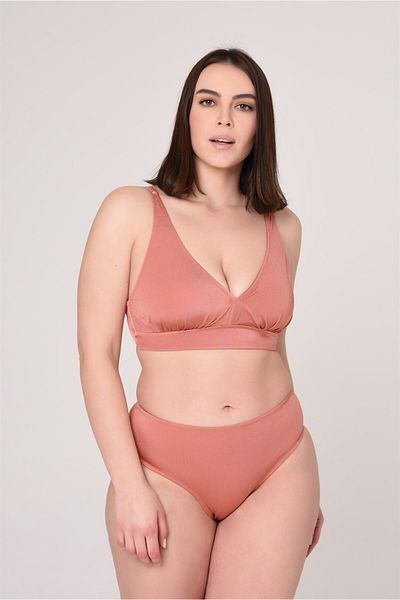 AQUAVİVA Aquaviva Women's Powder Large Size Triangle Gathering High Waist Bikini Set