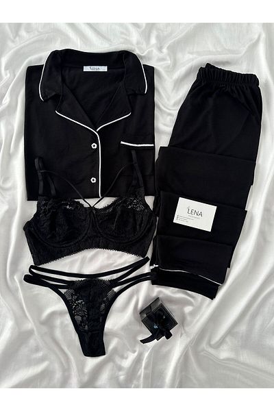 Lena Homewears Set de pijamale cu mânecă scurtă Lena cu lenjerie intimă și detaliu moale
