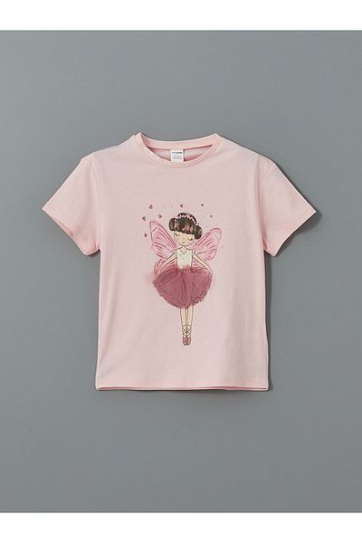 LC Waikiki Crew Neck Printed Girls' T-Shirt Set of 2