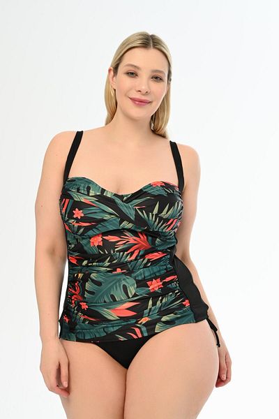AQUAVİVA Plus Size Black Messina Tankini - Recovery Side Sliding