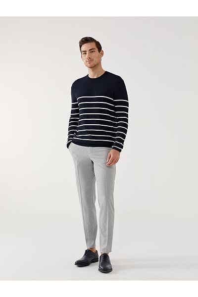 LC Waikiki Crew Neck Long Sleeve Striped Men's Knitwear Sweater