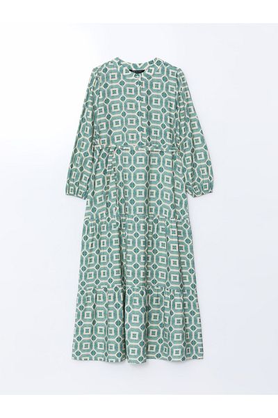 LC Waikiki LCW Modest Judge Kragen gemustertes Damenkleid
