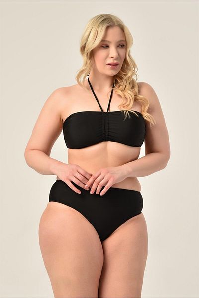 AQUAVİVA Aquaviva Women's Plus Size Black Strapless Halterneck Bikini Set