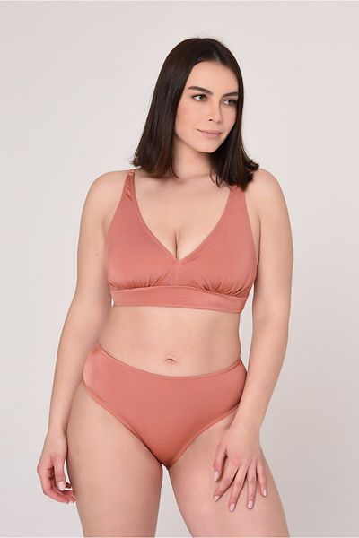 AQUAVİVA Aquaviva Women's Powder Large Size Triangle Gathering High Waist Bikini Set