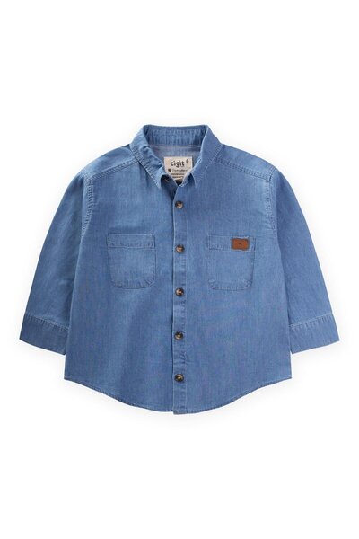 Cigit Blue Denim Shirt for Children 2-8 Years Old