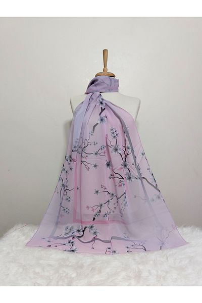 REMOMODA Gradient Flower Patterned Chiffon Shawl