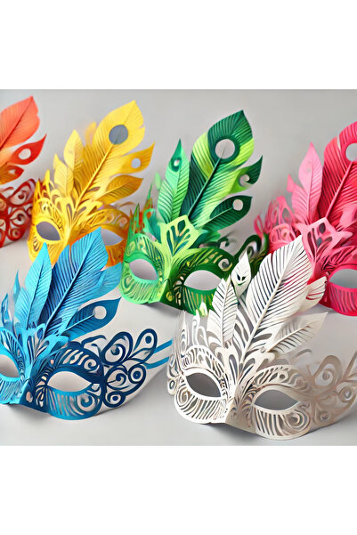 Runaway Rengarenk Kağıt Parti Balo Maskesi - 6 Adet Şık ve Eğlenceli Parti Ak...