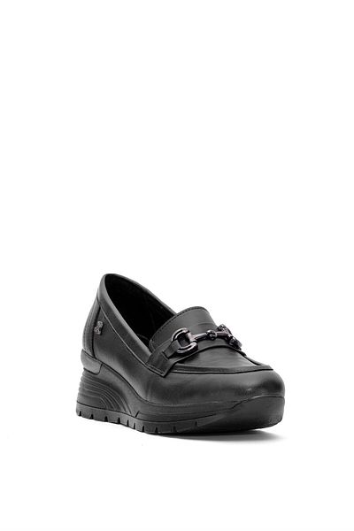 Venüs 2313054Y Pantofi de damă din piele naturală Airflow cu toc pană, negri